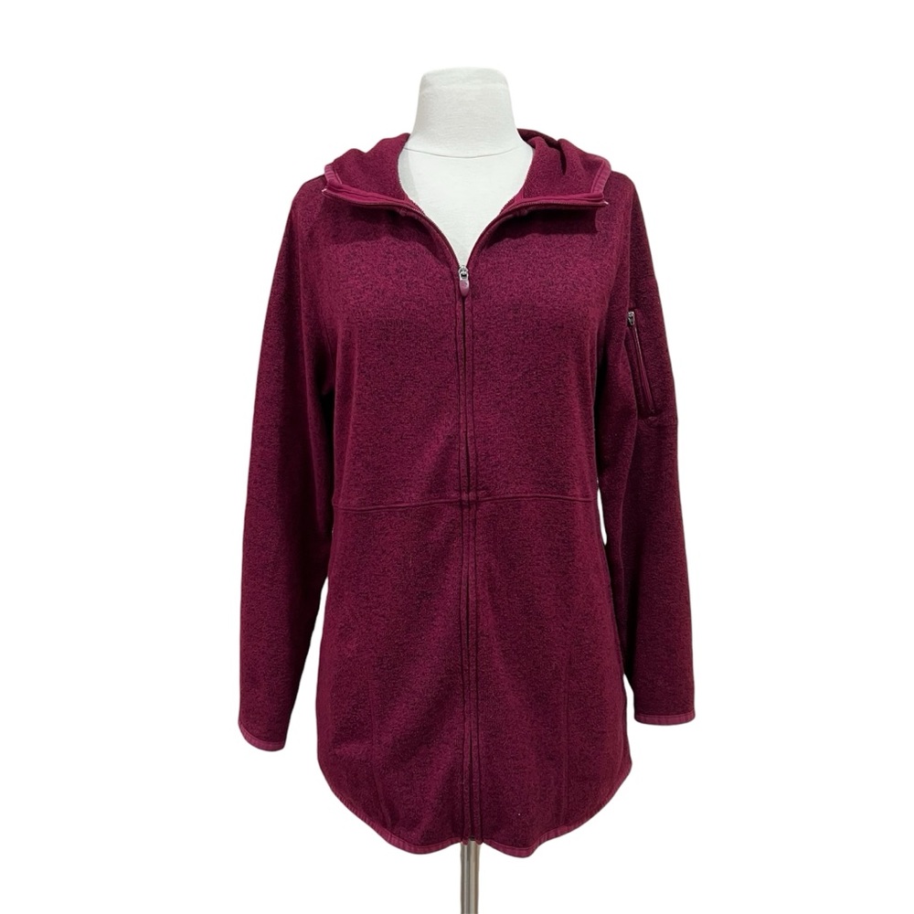 Tek Gear Heather Maroon Hooded Tunic Sweater Size Large